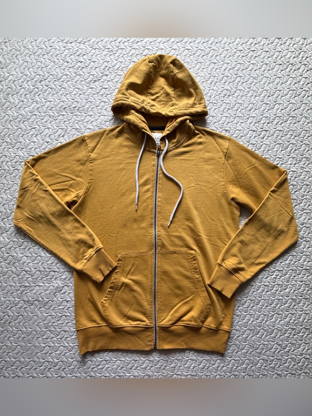 Mark & Harbour Men’s M Mustard Yellow Full Zip Hoodie Lightweight Casual